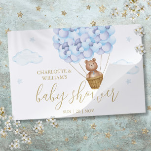 Bloc De Hojas Placemat de papel Baby Shower de Teddy Bear Blue B