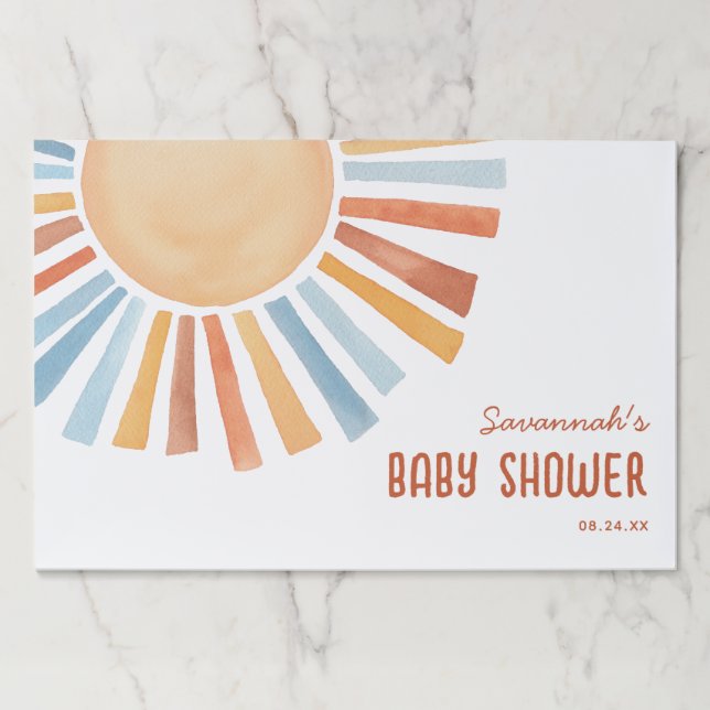 Bloc De Hojas Placemat de papel Baby Shower Neutral Boho Sunshin (Anverso)