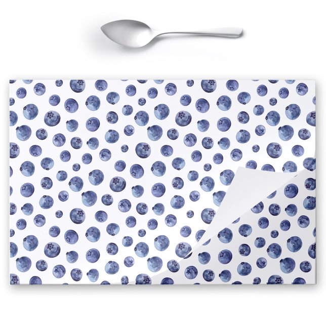 Bloc De Hojas Placemat de papel blanco para el aprendizaje del a (Blueberry Blue White Tearaway Paper Placemat)