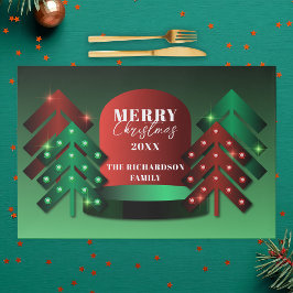 Bloc De Hojas Placemat de papel de árboles de Navidad verde rojo