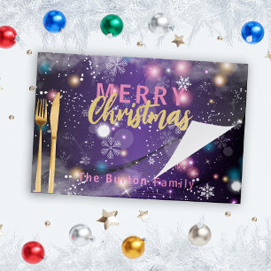 Bloc De Hojas Placemat de papel de invierno morado brillante Won