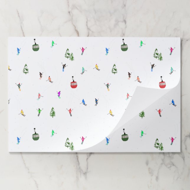 Bloc De Hojas Placemat de papel de patrón de esquí para esquiado (Plegada)