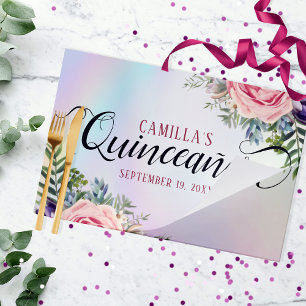 Bloc De Hojas Placemat de papel de Quinceañera floral romántico 