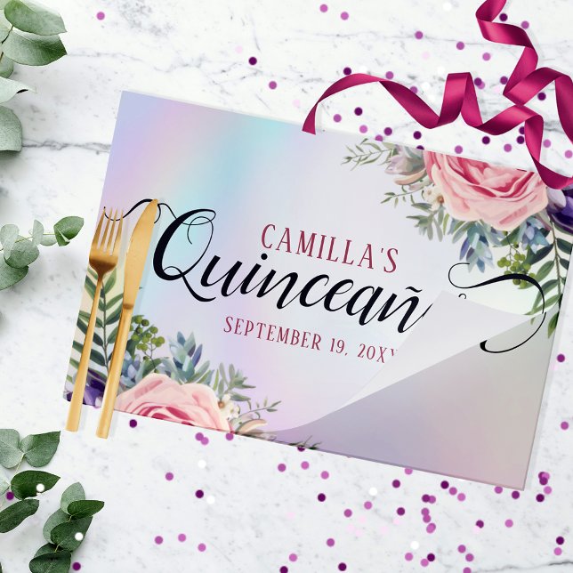 Bloc De Hojas Placemat de papel de Quinceañera floral romántico  (Subido por el creador)