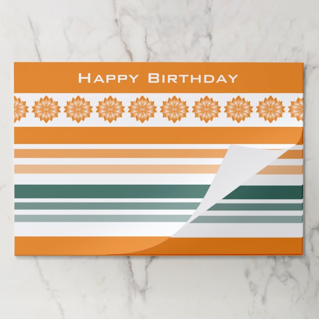 Bloc De Hojas Placemat de papel de tiras de naranja y turquesa (Plegada)