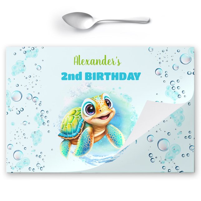 Bloc De Hojas Placemat de papel desgarrador de cumpleaños (Sea Turtle Boy Birthday Tearaway Paper Placemat)