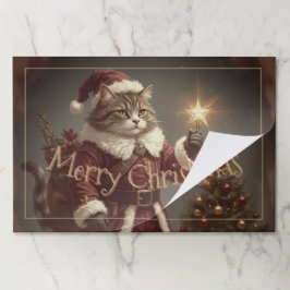 Bloc De Hojas Placemat de Papel Kitty de Navidad Vintage