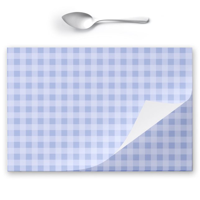 Bloc De Hojas Placemat de papel lacrimógeno azul de Gingham (Blue Gingham Plaid Tearaway Paper Placemat)