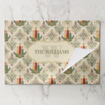 Placemat de papel monograma Vintage Christmas Cand