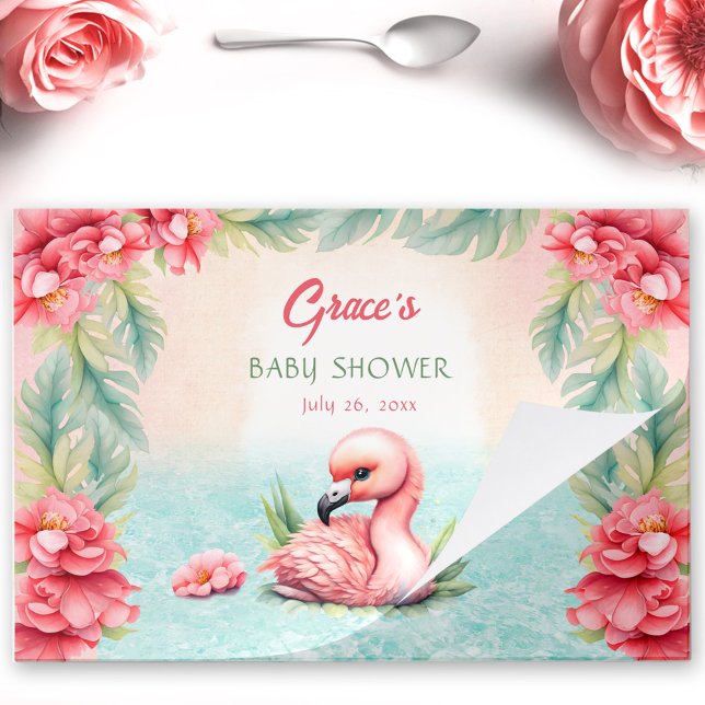 Bloc De Hojas Placemat De Papel Tearaway De Flamingo Rosado Trop (Tropical Pink Flamingo Tearaway Paper Placemat)