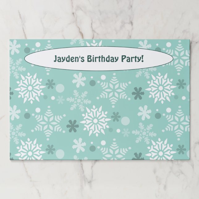 Bloc De Hojas Placemat de papel turquesa de nieve en invierno (Anverso)