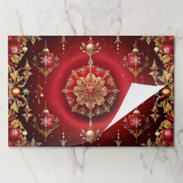 Bloc De Hojas Placemat desgarrador de ornamentos rojos