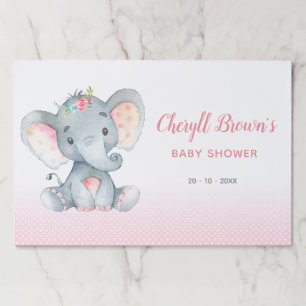 Bloc De Hojas Placemat elefante Chica Placemat Baby Shower rosa