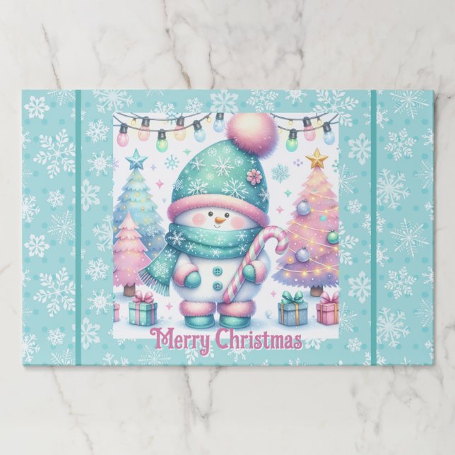 Bloc De Hojas Placemat Grandes Hojas Cuidan Navidades Snowman (Anverso)