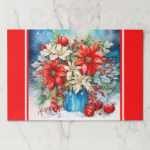 Placemat Grandes Hojas Navidades Poinsettias