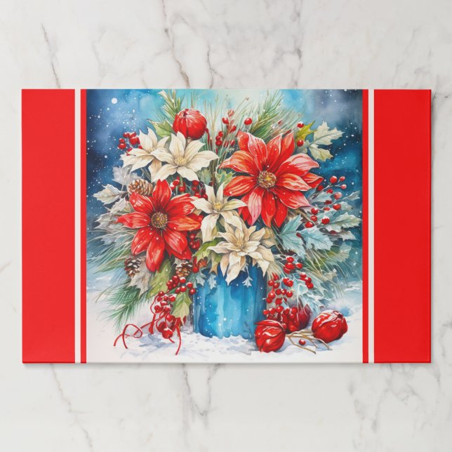 Bloc De Hojas Placemat Grandes Hojas Navidades Poinsettias (Anverso)