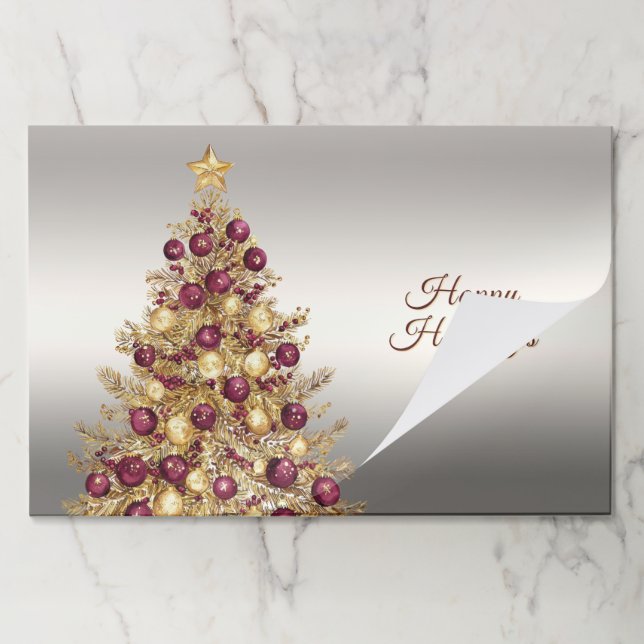 Bloc De Hojas Placemat longista de árbol de navidad de Borgoña d (Plegada)