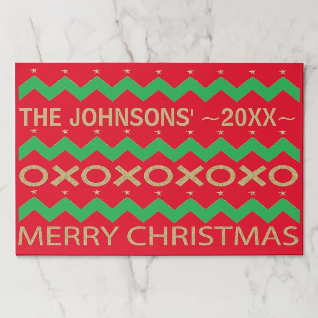 Bloc De Hojas Placemat Pad de navidad/Chevron Trees (Anverso)