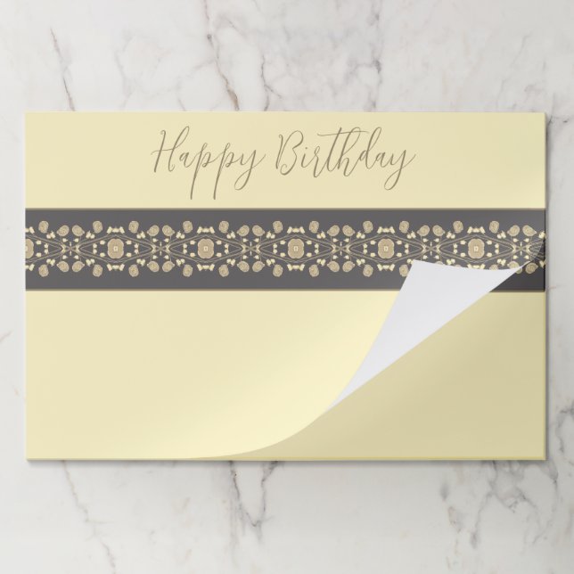 Bloc De Hojas Placematas De Papel De Taupe Y Crema Con Acento Fl (Plegada)