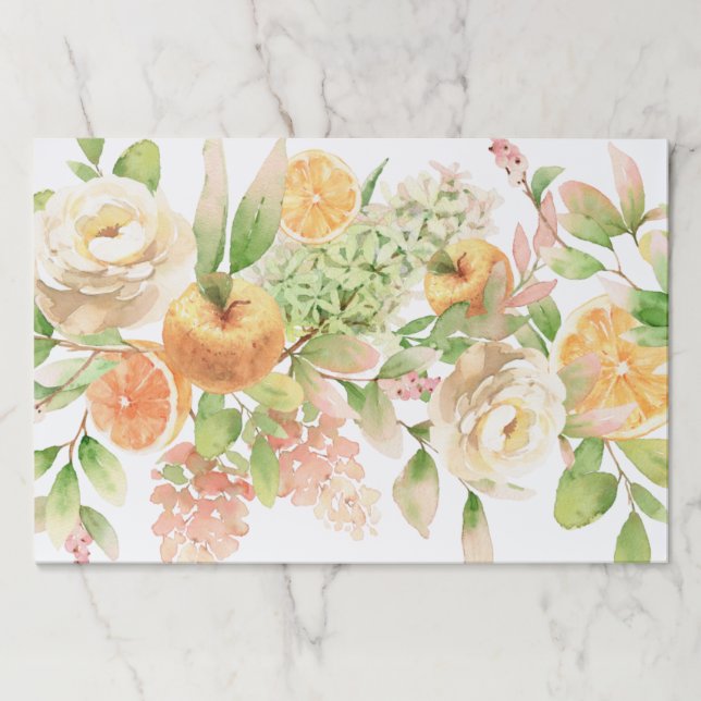 Bloc De Hojas Placematas de papel para frutas y flores botánicas (Anverso)