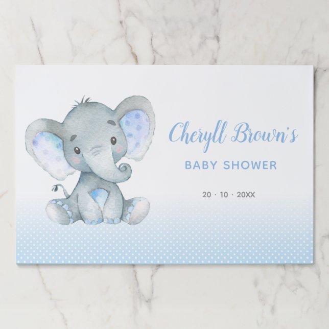 Bloc De Hojas Placematas elefantes - Boy Baby Shower Placemat (Anverso)