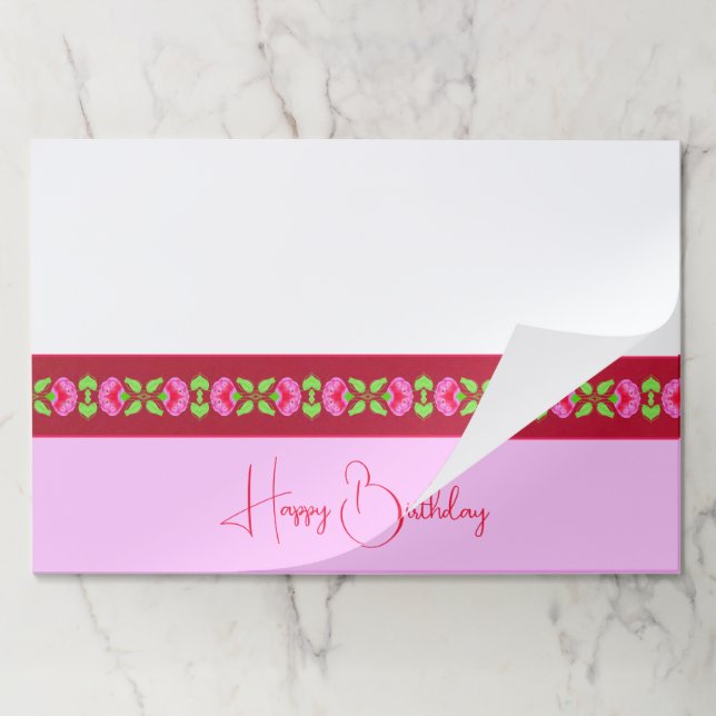 Bloc De Hojas Placemáticas De Papel Blanco Y Rosa Brillantes (Plegada)