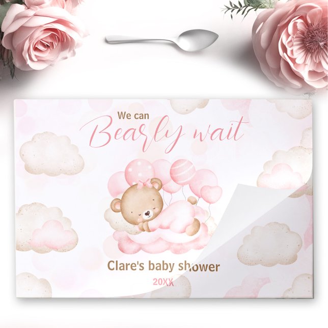 Bloc De Hojas Placemáticas de papel de barrido Baby Shower para  (Pink Bear Baby Shower Tearaway Paper Placemats)