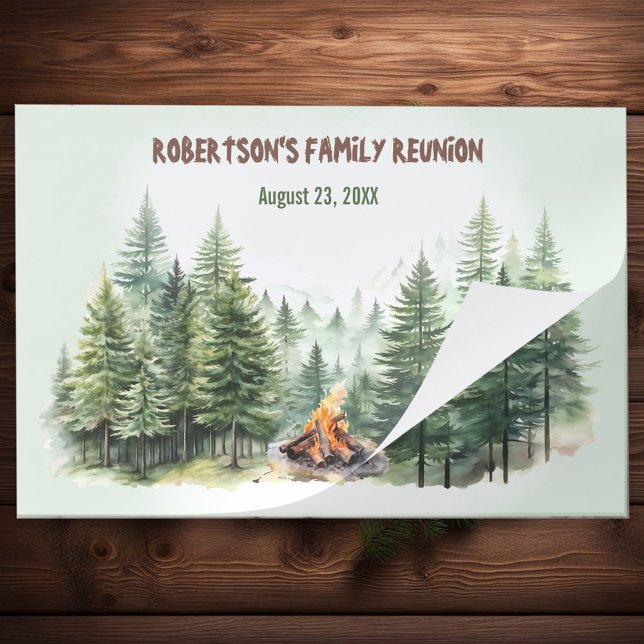 Bloc De Hojas Placemáticas de papel de excavación de rocas de ma (Pine Wood Forest Campfire Tearaway Paper Placemats)