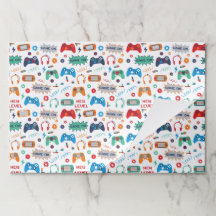 Placemáticas de papel de videojuegos de cumpleaños