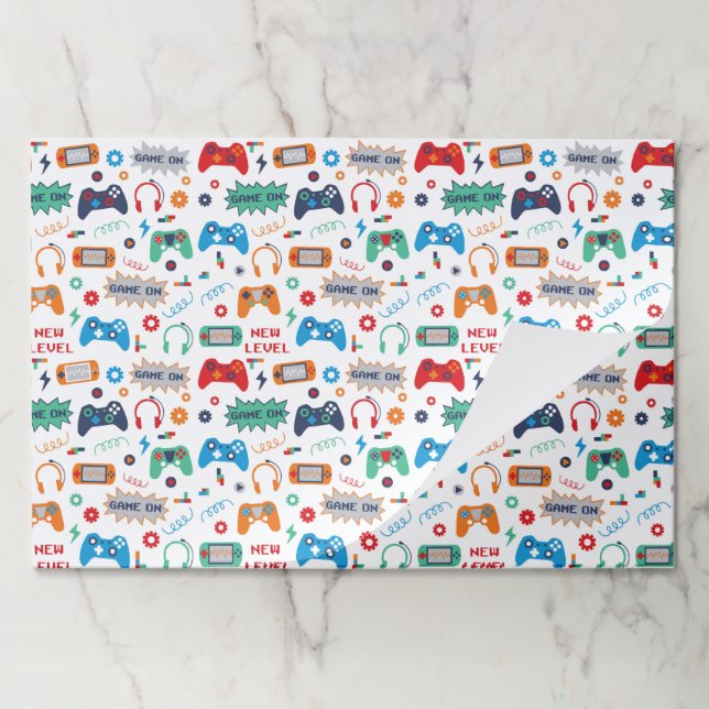Bloc De Hojas Placemáticas de papel de videojuegos de cumpleaños (Plegada)