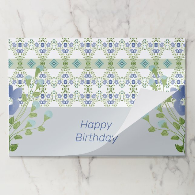 Bloc De Hojas Placemáticas de papel floral azul (Plegada)