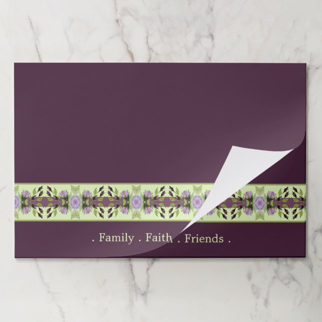 Bloc De Hojas Placemáticas De Papel Floral Verde Púrpura Y Liger (Plegada)