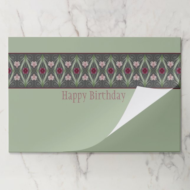 Bloc De Hojas Placemáticas De Papel Gris Y Rosa Verdes (Plegada)