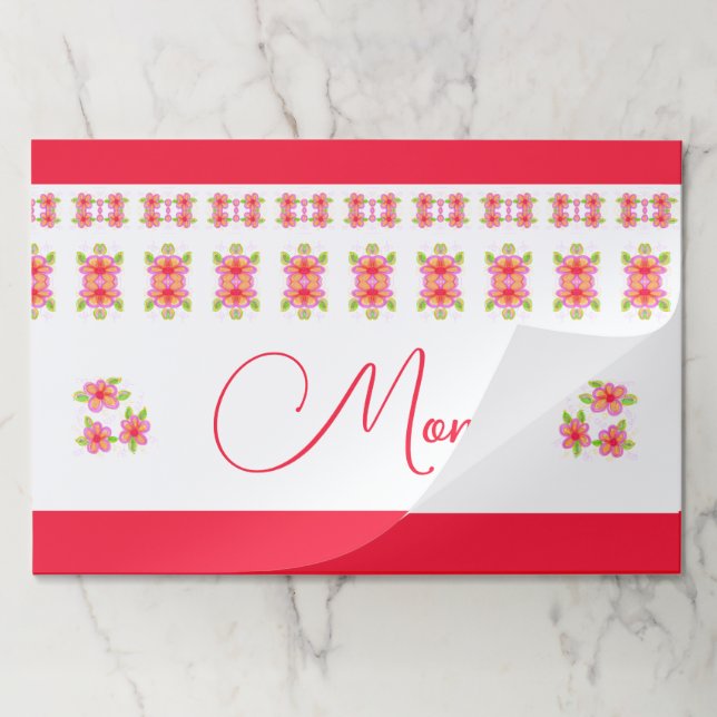 Bloc De Hojas Placemáticas de papel rosa de tono jewel (Plegada)