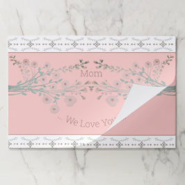 Bloc De Hojas Placemáticas Delicadas De Papel Floral Rosa Y Turq