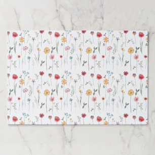 Bloc De Hojas Placemats de papel de patrón de flores silvestres