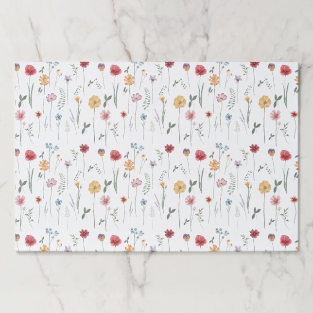 Bloc De Hojas Placemats de papel de patrón de flores silvestres  (Anverso)