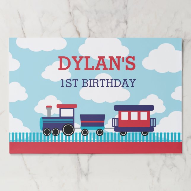 Bloc De Hojas Placemats de papel de tren - Niños Fiesta de cumpl (Anverso)