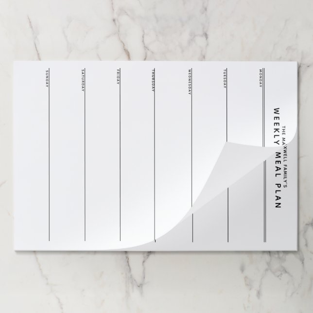 Bloc De Hojas Planificación minimalista de comidas simple (Plegada)