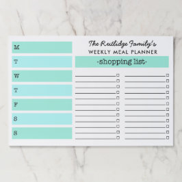 Bloc De Hojas Planificador de comidas de la familia Mint & Turqu