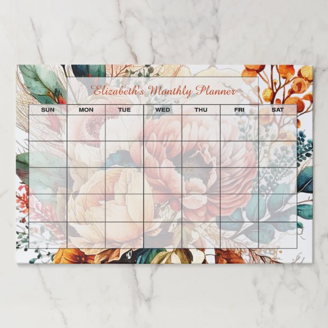 Bloc De Hojas Planificador de mes en blanco personalizado de flo (Anverso)