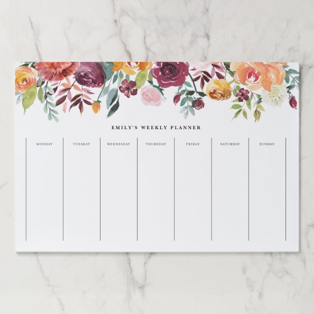 Bloc De Hojas Planificador semanal de la guirnalda de las (Anverso)