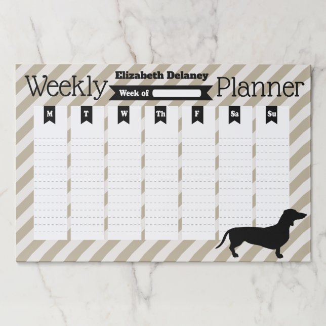Bloc De Hojas Planificador semanal personalizado de Dachshund y  (Anverso)