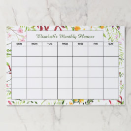 Bloc De Hojas Planner de mes con flores de jardín