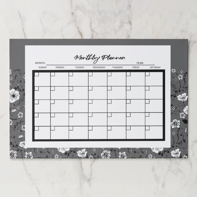Bloc De Hojas Plano mensual de floración gris (Anverso)