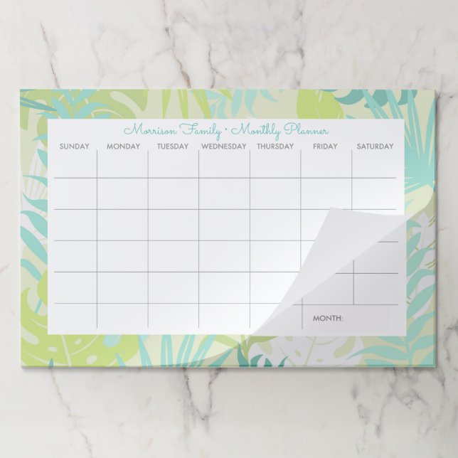 Bloc De Hojas Plano mensual de la familia Personalizado Fern Tro (Plegada)