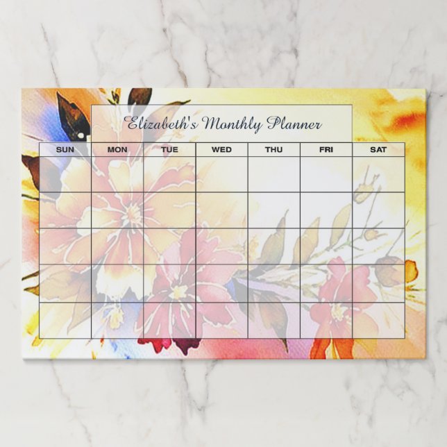 Bloc De Hojas Plantador de mes floral brillante personalizado (Anverso)