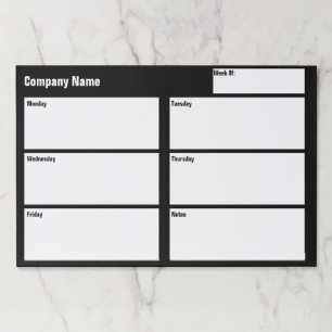 Bloc De Hojas Plantilla de negocio Planificador blanco y negro s