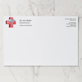 Bloc De Hojas Plata 3D Caduceus Cross Red Medical