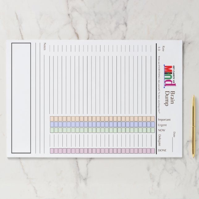 Bloc De Hojas Productividad Dump de cerebro Gran Almohadilla de  (In situ)